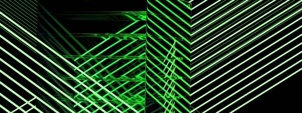 Cyberpunk neon lights Shining lines are futuristic glass refraction Green abstract, elegant and modern 3D rendering imagehigh Resolution 3D rendering image