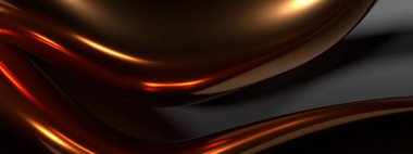 Çağdaş sanat Bezier eğrileri ile lüks bir alan yaratan bronz metalik, zarif ve modern 3D görüntülerin arka planı. Yüksek kalite 3d illüstrasyon