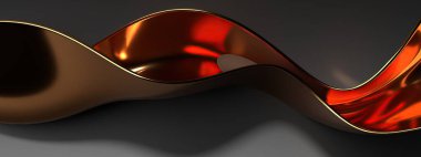 Bezier eğrisinin sanatsal tekniklerinin modernlikte zarafet ve lüksü artırdığı bronz metalik, zarif ve modern 3D biçimlendirme imajının arka planı. Yüksek kalite 3d illüstrasyon
