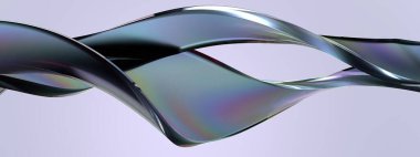 Koyu gökkuşağı renkli cam kırılma yüksek çözünürlüklü 3D görüntüleme dinamik eğrileri ile Zarif ve Modern 3D görüntüleme arkaplanı