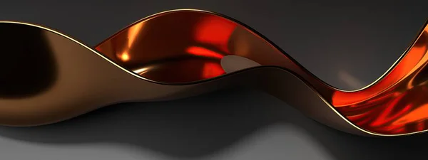 Bezier eğrisinin sanatsal tekniklerinin modernlikte zarafet ve lüksü artırdığı bronz metalik, zarif ve modern 3D biçimlendirme imajının arka planı. Yüksek kalite 3d illüstrasyon