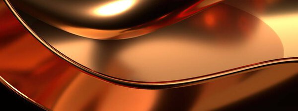 Фон бронзового металлического элегантного и современного 3D рендеринга, на котором нежные изгибы Безье сочетаются с роскошными материалами в современном художественном стиле. Высокое качество 3d 