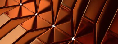 Geometrik, geometrik, bronz, metalik, zarif ve modern, 3D, arkaplan yüksek çözünürlüklü, görüntü oluşturma