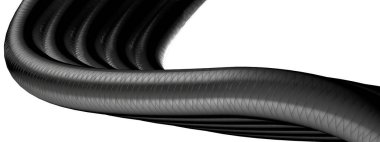 Koyu gri, izole karbon fiber kabloya ait zarif ve modern bir 3D görüntüsünün arka planı sürekli olarak yüksek çözünürlükteki 3D görüntüyü oluşturur.