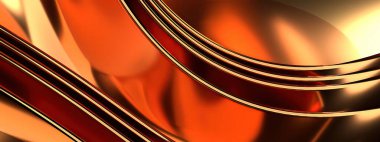 Bronz metalik, zarif ve modern 3 boyutlu bir görüntünün arka planında Bezier eğrisinin zarafeti ve çağdaş sanatsal dokunun lüks ürettiği yerde. Yüksek kalite 3d illüstrasyon