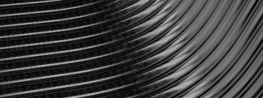 Koyu gri karbon fiber kablo bükme çözünürlüğünün 3D görüntüsünü oluşturan zarif ve modern bir 3D görüntünün arka planı