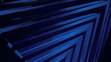 Zarif ve modern üç boyutlu bir görüntünün arka planında mavi ve siyah renkte LED düzenlenmiş oklar gibi elektrikli ilan panosu. Yüksek kalite 3d illüstrasyon