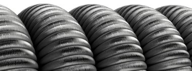 Koyu gri karbon fiber kablo yüksek çözünürlüklü 3D görüntüleme çözünürlüğü üzerinde büyütülmüş halatla, Zarif ve Modern 3B görüntüleme arkaplanı