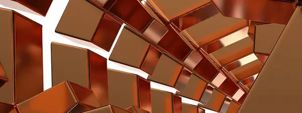 Внутри Спиральной Коробки Бронзовый Металлический Элегантный Современный Рендеринг Изображения Фоном — стоковое фото