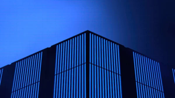 青と黒のLedパネル電気掲示板のエレガントでモダンな3Dレンダリングイメージの背景は三角形を描いています 高品質の3Dイラスト — ストック写真