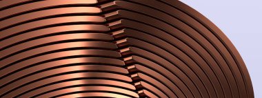 Bakır Yuvarlak Sarmal Metalik Zarif Modern 3D Resim Oluşturma Yüksek Çözünürlüklü 3B