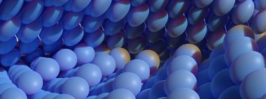 Üstten mavi ve Belowhigh Çözünürlük 3D görüntüleme ile pop bükme küreleri ile zarif ve modern 3D görüntü arkaplanı