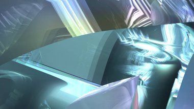 Cam Geometrik Yansıma ve Kırılma Kristal Zarif Modern 3D Görüntü Oluşturma Özeti Yüksek Çözünürlüklü 3B