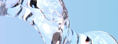 Kristal ferahlatıcı cam, su benzeri zarif ve modern 3D soyut arkaplan yüksek çözünürlüklü 3D görüntüleme