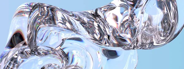 Kristal 'in taze ve berrak camı, su benzeri zarif ve modern 3D, soyut arka plan yüksek çözünürlükteki görüntüyü oluşturur.