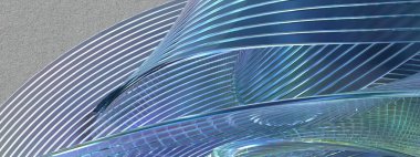 Çarpık ve dalgalı narin çizgiler taze kristal berrak cam ferahlatıcı zarif ve modern 3D özet arkaplan yüksek çözünürlüklü 3D görüntüleme