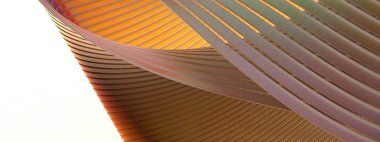 Eğri büğrü ve kıvrımlı modern cazibe, zarif Bezier kıvrımları. Zarif ve Modern 3D, sıcak renklerde soyut arkaplan oluşturma. Yüksek Çözünürlüklü 3D görüntüleme