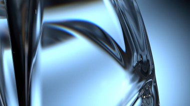 Mavi Kristal Organik Şeffaf Kırılma ve Yansıma Modern 3D Soyut Arkaplan Yüksek Kaliteli 3D Görüntü