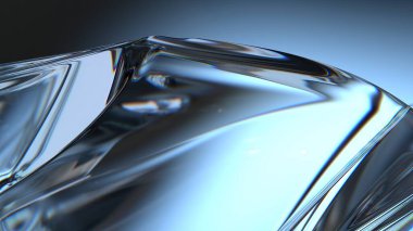 Mavi Kristal Temiz Kırılma ve Yansıma Zarif Modern 3D Çizim Soyut Arkaplan Yüksek Kaliteli 3D Görüntü