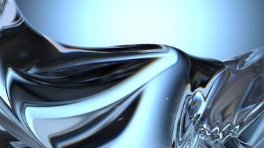 Mavi Kristal Gizemli Taze Kırılma ve Yansıma Modern 3D Soyut Arkaplan Yüksek Kaliteli 3D Görüntü