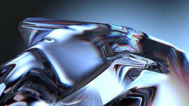 Mavi Kristal Temiz Kırılma ve Yansıma Zarif Modern 3D Çizim Özeti Yüksek Kaliteli 3D Görüntü