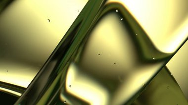 Serin ve ferahlatıcı bir hissi olan sarı cam. Zarif ve modern 3 boyutlu, kırılma ve yansıma ile soyut bir arkaplan. Yüksek kalite 3d illüstrasyon