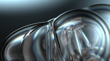 Cam nesne. Güzel ve taze kırılma ve yansıma. Zarif ve modern 3D, soyut arkaplan oluşturma. Yüksek kalite 3d illüstrasyon