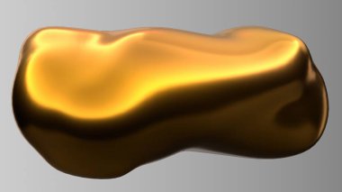 Organik Pop Obje Çağdaş Yüzey Boyası Altın Zarif Modern 3D Yapılandırma Soyut Arkaplan Yüksek Kaliteli 3D Görüntü