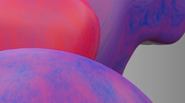 Pembe ve mor organik pop nesneleri. İzlenimci yüzey boyası. Kauçuk doku.