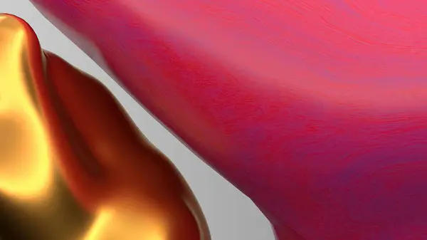 Organic Pop Object Lifelike Liquid Paint Gold Pink Elegant Modern — Stock Photo, Image
