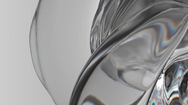Renksiz organik cam taze ve net kırılma ve yansıma Zarif Modern 3D Yapılandırma Soyut arka plan Yüksek kaliteli 3d illüstrasyon