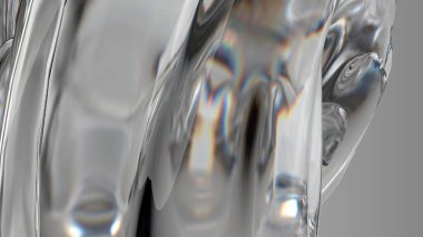 Renksiz Organik Cam Taze Şeffaf Kırılma ve Yansıma Modern 3D Soyut Arkaplan Yüksek Kaliteli 3D Görüntü
