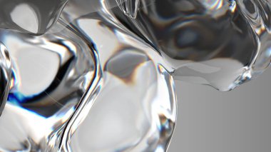 Renksiz Organik Cam Parçalama ve Yansıtma Modern 3D Soyut Arkaplan Yüksek Kaliteli 3D Görüntü