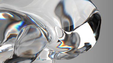 Renksiz organik cam yemyeşil ve taze kırılma ve yansıma Zarif Modern 3D Yapılandırma Soyut arka plan Yüksek kaliteli 3d illüstrasyon
