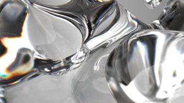 Renksiz organik cam taze bereket kırılması ve yansıması Zarif Modern 3D Yapılandırma Soyut arka plan Yüksek kaliteli 3d illüstrasyon