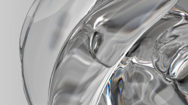 Renksiz organik camın esrarengiz kırılması ve yansıması Zarif ve Modern 3D Soyut Arkaplan Yüksek Kaliteli 3D Görüntü