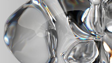 Renksiz organik camın güzel esrarengiz kırılması ve yansıması Zarif ve Modern 3D Yapılandırma Soyut Arka plan Yüksek kalite 3D