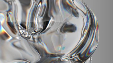 Renksiz Organik Camların Güzel Taze Yansıması ve Yansıması Modern 3D Soyut Arkaplan Yüksek Kaliteli 3D Görüntü