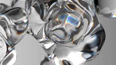 Renksiz organik cam şeffaf güzel kırılma ve yansıma zarif Modern 3D görüntüleme soyut arkaplan yüksek kaliteli 3d görüntü