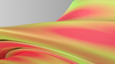 Basit eğri büğrü modern sanat hassas eğrisi yeşil ve kırmızı zarif modern 3D soyut arkaplan Yüksek kaliteli 3D resimleme