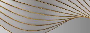 Beyaz altın kenarlı dalgalı grup Lüks Şık Modern 3D Rending soyut arkaplan Yüksek kaliteli 3D illüstrasyon