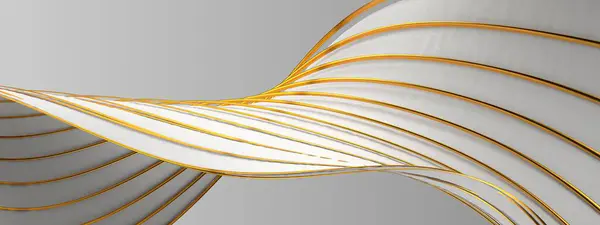 Weißgold Rand Welliges Band Luxus Ruhig Elegant Modern Rendering Abstrakter Stockbild