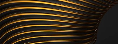 Siyah ve altın kenarlı dalgalı grup Luxury Bezier eğrisi Elegant Modern 3D Rending soyut arka plan Yüksek kalite 3d illüstrasyon