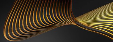 Siyah ve altın kenarlı dalgalı grup Chic sakin Modern 3D Rending soyut arkaplan Yüksek kalite 3d illüstrasyon