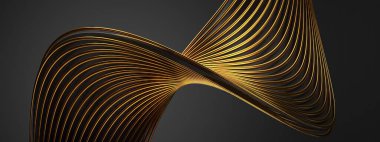 Siyah ve altın kenarlı dalgalı grup Luxury şık Modern 3D Rending soyut arka plan Yüksek kaliteli 3d illüstrasyon