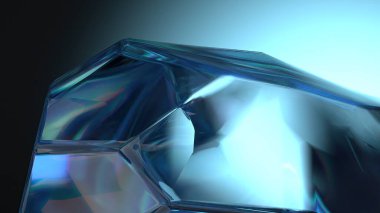 Safir cevheri gibi güç taşı Şeffaf şeffaf, modern 3D, soyut arkaplan oluşturma Yüksek kaliteli 3d illüstrasyon
