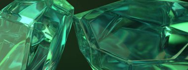 Zümrüt cevheri benzeri güç taşı. Taze organik, zarif, modern 3D. Soyut arka plan.