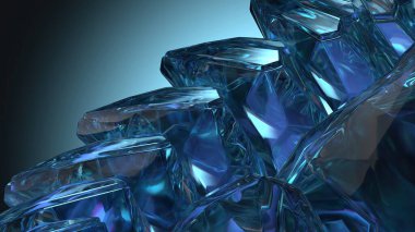 Safir cevheri gibi bir güç taşı şeffaf Modern 3D canlandırma Soyut arka plan Yüksek kalite 3d illüstrasyon