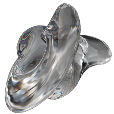 İzole edilmiş Renksiz Organik Cam Soğuk ve Güzel Kırılma ve Yansıma Modern 3D Soyut Arkaplan Yüksek Kaliteli 3D Görüntü