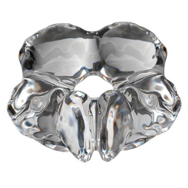 İzole edilmiş Renksiz Organik Cam Gizemli Kırılma ve Yansıma Modern 3D Soyut Arkaplan Yüksek Kaliteli 3D Görüntü